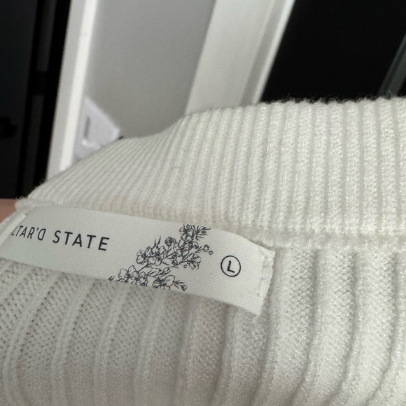 Altar'd State White Ribbed Mini Skirt with Fur Trim - Picture 3 of 3